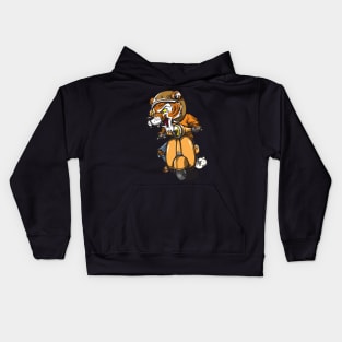 tiger rides a vespa Kids Hoodie